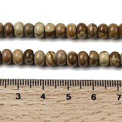 天然石ピクチャージャスパービーズ連売り  ロンデル  6.5~7x4~4.5mm  穴：0.8mm  約89個/連  15.35''（39センチメートル）&nbsp;G-A280-A03-01