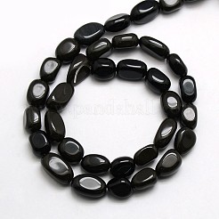 天然オブシディアンナゲットビーズ連売り  タンブルストーン  ブラック  8~12x8~12mm  穴：1mm  約34~36個/連  15.5インチ&nbsp;X-G-L154-16