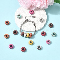 合成宝石ヨーロッパビーズ  大穴ロンデルビーズ  染め  ミックスカラー  14x7mm  穴：5mm&nbsp;X-SPDL-R001-01