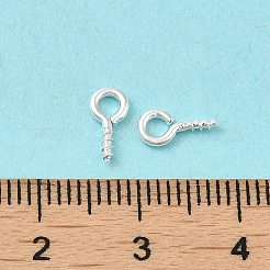 真鍮ヒートンキャップ  スクリューアイペグベイル  銀  8x4x1mm  穴：2mm  ピン：1.2mm&nbsp;KK-Z030-04S