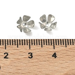 5 -petal鉄の花のビーズキャップ  プラチナ  8x4mm  穴：1mm&nbsp;X-IFIN-M008-02P