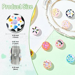 10色のガラスエナメルビーズ10個  手描きのビーズ  ドーナツ  ミックスカラー  15x9mm  穴：1.2mm  1pc /カラー&nbsp;LAMP-CJ0002-48