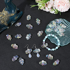 40 個の UV メッキ透明アクリルビーズ  紫外線反応性虹彩  雲  透明  18x25x13mm  穴：2.5mm&nbsp;OACR-PA0001-69