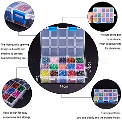 スプレーペイントクラックルガラスビーズ  ラウンド  水晶の線  ミックスカラー  4mm  穴：1.1~1.3mm  約230PCS /カラー  約3450個/箱&nbsp;CCG-PH0002-14