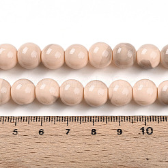 ペイントガラスビーズを焼く  ラウンド  ツートン  ビスク  10~10.5mm  穴：1.4mm&nbsp;X1-DGLA-N013-10mm-06