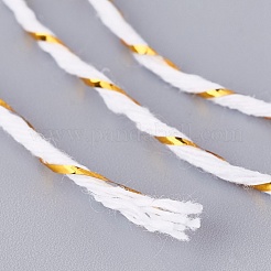 2プライマクラメコットンコード  金ワイヤと  ツイストコットンロープ  壁掛け用  工芸  ギフト包装  ホワイト  1~1.5mm  約109.36ヤード（100m）/ロール&nbsp;OCOR-WH0032-02B