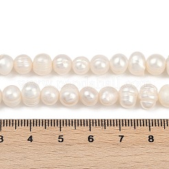 天然養殖淡水パールビーズ連売り  ポテト  グレードA  雪  7~8mm  穴：0.7mm  約54~55個/連  32.8~33.2cm&nbsp;PEAR-I007-07X-10D