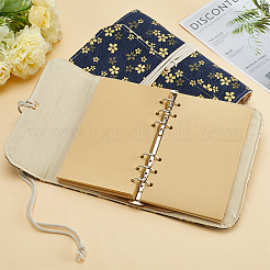 A6 桜柄布 6穴バインダーカバー  ルーズリーフノートカバー  プルシアンブルー  185x120x29mm&nbsp;DIY-WH0430-376A