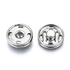 真鍮製縫製スナップボタン  プレススタッド  衣服のボタン  フラットラウンド  プラチナ  17x5mm  約6セット /カード&nbsp;SNAP-S011-001