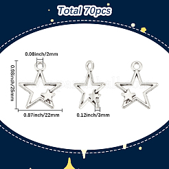 チベット風アロイペンダント70個  カドミウムフリー＆鉛フリー  スターのチャーム  アンティークシルバー  25x22x3mm  穴：2mm&nbsp;TIBEP-SC0003-13