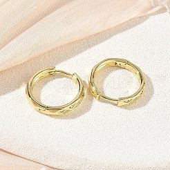 真鍮製マイクロパヴェキュービックジルコニアフープピアス  ラウンド  カドミウムフリー＆鉛フリー  ラックめっき  長持ちメッキ  18KGP本金メッキ  16.5x17.5x3mm&nbsp;KK-CBA30C7-05G