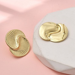 カーブ真鍮のスタッドピアス  長持ちメッキ  ラックめっき  鉛フリー＆カドミウムフリー  18KGP本金メッキ  22x17.5mm&nbsp;EJEW-H180-25G