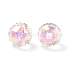 ツートン UV メッキ レインボー虹色アクリル ビーズ  多面カット  ラウンド  ピンク  15x15.5mm  穴：3.8mm&nbsp;TACR-D010-06B