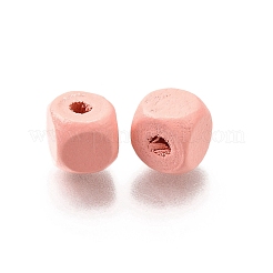 スプレー塗装木製ビーズ  正方形  ミスティローズ  8x8x8mm  穴：2.5~3mm&nbsp;WOOD-P021-01B-25