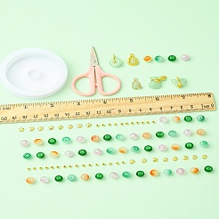 DIY ランプワーク ビーズ ブレスレット 作成キット  アクリル収納ボックス付き  はさみ  伸縮性のある糸  ミックスカラー  3mm  穴：1.5mm&nbsp;DIY-FZC0001-01B
