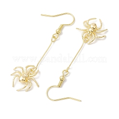 ハロウィーンのスパイダー真鍮ダングルイヤリング  女性用304ステンレスジュエリー  ゴールドカラー  55.5x17mm&nbsp;EJEW-JE05859