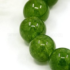 天然石ホワイトジェイドストレッチブレスレット  染め  オリーブドラブ  62mm&nbsp;BJEW-A088-10mm-05