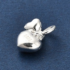 スターリングシルバーダブルハートチャーム925個  銀  丸カン925個とスタンプ925個付き  銀  11.5mm  穴：3.5mm&nbsp;FIND-Z069-03S