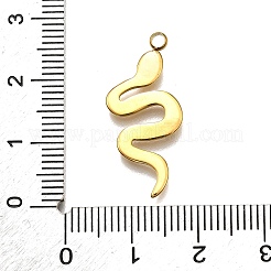 304ステンレスペンダント  スネークチャーム  18KGP本金メッキ  26x11x2mm  穴：1.8mm&nbsp;STAS-M116-25G