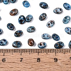 ピカソガラスシードビーズ  オーバル  2穴  ディープスカイブルー  5~6x3~4x2~3mm  穴：0.9~1.2mm  約6425個/ポンド&nbsp;GL-N001-02A