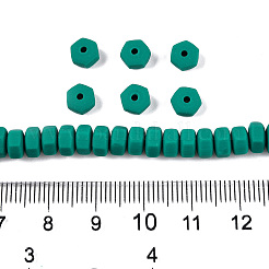 手作りのポリマー粘土ビーズ連  六角  ダークシアン  6x6.5x3.5mm  穴：1.4mm  約109~110個/連  15.63~15.79インチ（39.7~40.1cm）&nbsp;CLAY-T021-01E