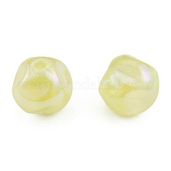 電気メッキレインボー虹色メッキアクリルビーズ  キラキラビーズ  ナゲット  シャンパンイエロー  16x15.5mm  穴：2.2mm&nbsp;TACR-T025-002C
