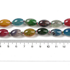 天然石瑪瑙ビーズ連売り  染め＆加熱  オーバル  ミックスカラー  14.5x10.5mm  穴：1.4mm  約25個/連  16.34''（41.5センチメートル）&nbsp;G-P535-D01-01
