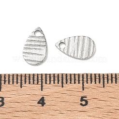 304ステンレススチールチャーム  ティアドロップチャーム  ステンレス鋼色  10x6x1mm  穴：1mm&nbsp;STAS-G393-05P-03