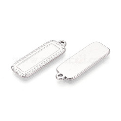 304ステンレススチールペンダントカボションセッティング  長方形チャーム  ステンレス鋼色  28x10x2mm  穴：1.6mm  トレイ：20x5mm&nbsp;STAS-N108-65P