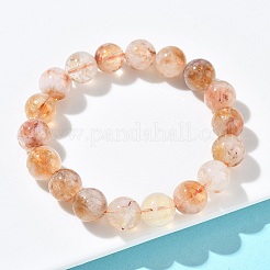 天然シトリンラウンドビーズストレッチブレスレット（女性用）  ビーズ：9.8~10.8mm  内径：1.89~2.01インチ（4.8~5.1cm）&nbsp;BJEW-Z158-03B-02