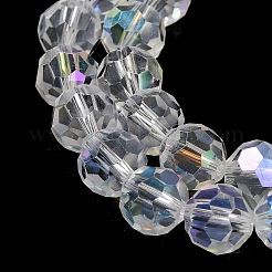 電気メッキ透明ガラスビーズ連売り  ファセット（32ファセット）  ラウンド  虹メッキ  クリアAB  10mm  穴：1.2mm  約65~69個/連  23.03~24.49インチ（58.5~62.2cm）&nbsp;EGLA-A035-T10mm-L19