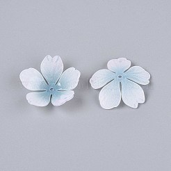 花のアクリルビーズキャップ  DIYのジュエリーには  空色  28x28x8~10mm  穴：1.6mm&nbsp;X-SACR-T017-51E