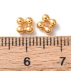 真鍮ビーズ  クローバー  ラックめっき  長持ちメッキ  カドミウムフリー＆鉛フリー  24KGP本金メッキ  5x5x2.5mm  穴：1.2mm&nbsp;KK-C157-71G