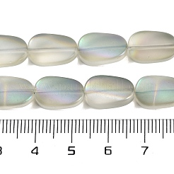 電気メッキガラスビーズセット  艶消し  オーバル  ダークシーグリーン  14x9x4.5mm  穴：1mm  約50個/連  27.17インチ（69cm）&nbsp;EGLA-C009-01B-HR01