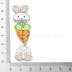 イースター不透明アクリルサイドビッグペンダント  兎  カラフル  70x19x2.4mm  穴：2.3mm&nbsp;MACR-D027-07C