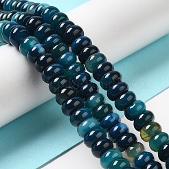天然石瑪瑙ビーズ連売り  染め＆加熱  ロンデル  マリンブルー  8~8.5x4.5~5.5mm  穴：1.4mm  約41個/連  7.40~7.48''（18.8~19センチメートル）&nbsp;G-H295-C03-10