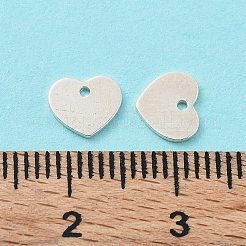 スターリングシルバー チェーン エクステンダー ドロップ 925 個  ハートチャームエクステンダーチェーンタブ  銀  6x7x0.7mm  穴：0.9mm&nbsp;STER-F053-14S