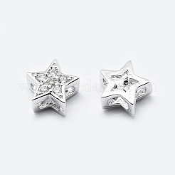 真鍮製マイクロパヴェキュービックジルコニアペンダント  マルチ連リンク  カドミウムフリー＆ニッケルフリー＆鉛フリー  スター  プラチナ  5x3mm  穴：1x2mm&nbsp;LS-ZIRC-G130-09P-NR