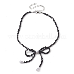 蝶結び 304 ステンレス ネックレス  女性用アクリルビーズネックレス  ミックスカラー  12.60~12.80インチ（32~32.5cm）&nbsp;NJEW-JN04670
