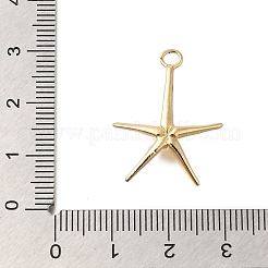 ラックメッキ真鍮チャーム  鉛フリー＆カドミウムフリー  ヒトデのチャーム  18KGP本金メッキ  25x20x3.5mm  穴：2.5x2mm&nbsp;KK-M079-11G