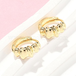 真鍮製フープピアス  ラックめっき  鉛フリー＆カドミウムフリー  長持ちメッキ  折りたたみチャーム  18KGP本金メッキ  14x6mm&nbsp;EJEW-Z102-24G