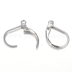 変色しにくい304ステンレススチールフレンチフックピアス金具  カン付き  ステンレス鋼色  16x10.5x2mm  穴：1.5mm  ピン：1mm&nbsp;X-STAS-M217-03