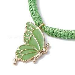 合金エナメルペンダントバングル  蝶  薄緑  内径：1-1/8~3-1/8インチ（2.95cm〜7.8cm）&nbsp;BJEW-JB09966-04