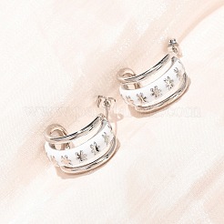 ラックメッキ真鍮エナメルスタッドピアス  花柄  ハーフフープピアス  カドミウムフリー＆鉛フリー  長持ちメッキ  プラチナ  20x12mm&nbsp;KK-CBAB1AF-38A-P