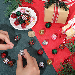 クリスマスをテーマにした樹脂ラインストーンラウンドビーズ40個8色  内側にアクリル入り  ビーズペン用のフーセンガム風ビーズ  キーホルダー  アクセサリーと工芸品  ミックスカラー  19.5~20mm  穴：2~2.8mm  5個/カラー&nbsp;OACR-PA0001-22