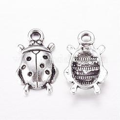 合金のチベット風チャーム  てんとう虫  アンティークシルバー  鉛フリー＆カドミウムフリー  17.5x11x4mm  穴：2mm&nbsp;X-LF10932Y