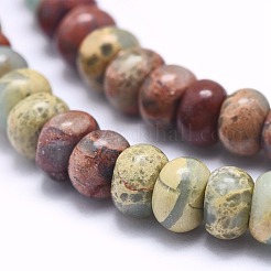 天然アクアテラジャスパービーズ連売り  印象ジャスパー  ロンデル  6x4mm  穴：0.6mm  約101個/連  15.7インチ（40cm）&nbsp;G-N0128-49-6mm