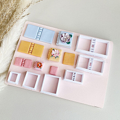 プラスチック粘土プレス型6個  粘土カッター  クレイモデリングツール  DIYイヤリング製作用  混合図形  ホワイト  21~61.5x18.5~33.5x11mm&nbsp;DIY-SC0031-27