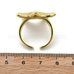 女性用ヒトデ真鍮カフリング  ラックめっき  長持ちメッキ  カドミウムフリー＆鉛フリー  18KGP本金メッキ  内径: 調節可能&nbsp;RJEW-C123-02G