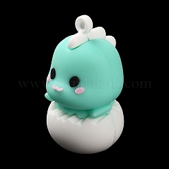 漫画のPVCプラスチックペンダント  赤ちゃん恐竜のチャーム  アクアマリン  47x26x29.5mm  穴：3.5mm&nbsp;X-KY-D018-03B